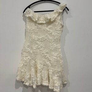 Elegant Cream Textured One Shoulder Dress